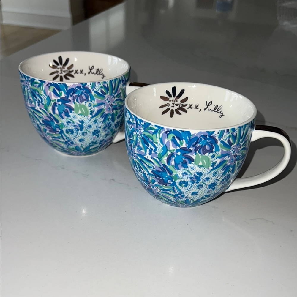 Lilly Pulitzer Blue Floral Mugs